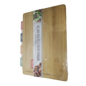 Art & Cook 5 Piece Bamboo Cutting Board and  Cutting Mat Set